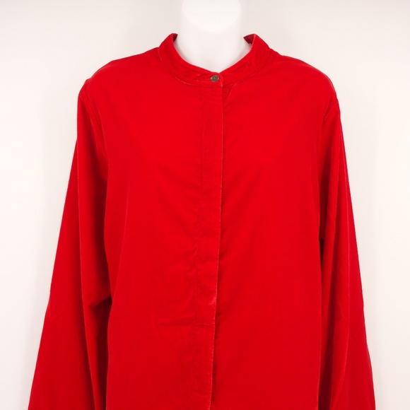 NEW SOFT SURROUNDINGS Red Velvet Montaigne Shirt - Picture 2 of 7